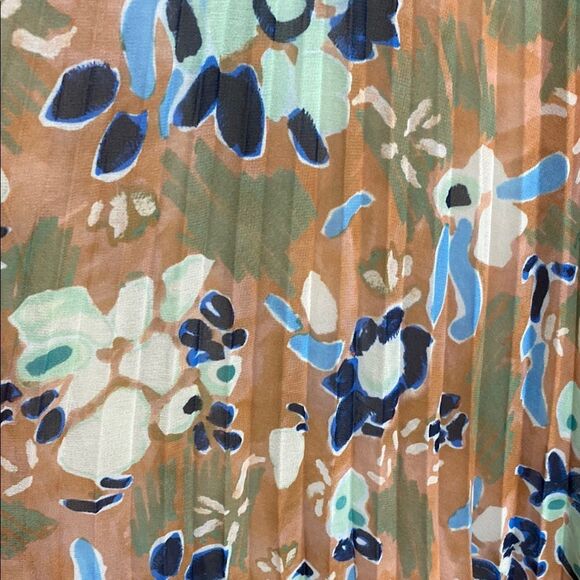 Wilfred Twirl Pleated Midi Skirt Size M Recycled Chiffon Floral High Waist - Picture 5 of 9